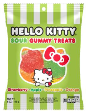 (S7-07) China - Hello Kitty - Gummi Treats - Sour Peg Bag 5oz (142g) x 12 units