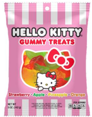 (S7-07) China - Hello Kitty - Gummi Treats - Fruit Peg Bag 5oz (142g) x 12 units