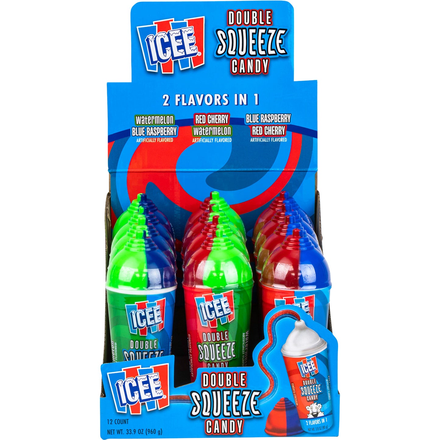 (S1-07) Box - CHINA - Koko Novelty ICEE Double Squeeze Candy 2.8 oz.x12 Units