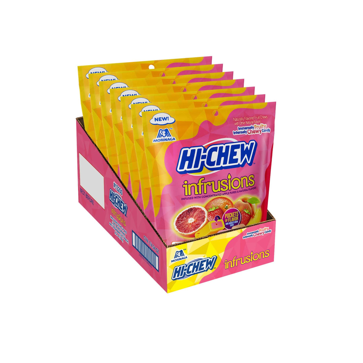 (S6-04) TAIWAN- Hi-Chew Infrusions Orchard Mix SUB Bag 4.24oz(120g) x 7 UnitsPACK: 7 units
