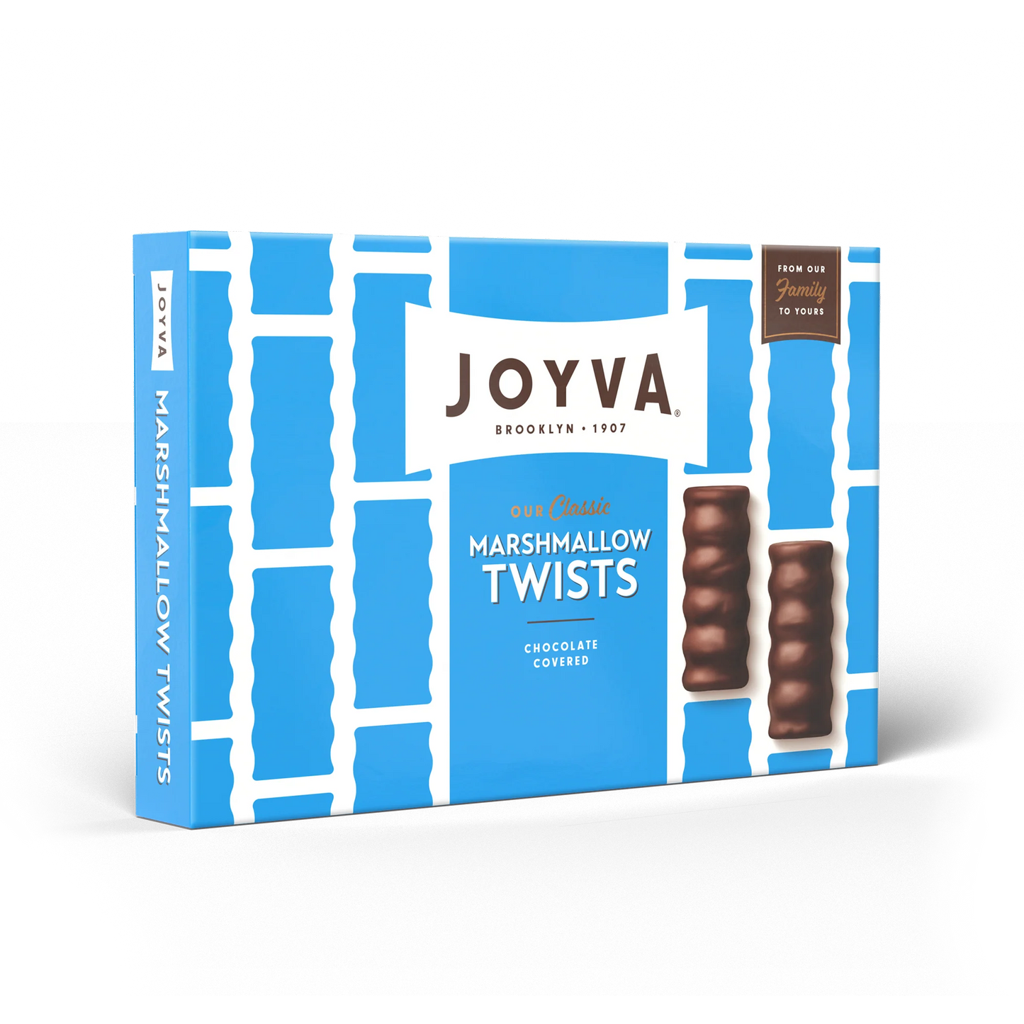 01 Unit x Single - Joyva Classic Marshmallow Twists 9oz (255g) Box , Fluffy Marshmallow Center with Smooth Dark Chocolate Coating