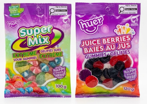 Bundle - 2 Pack - Huer Extreme Sour Super Gummi mix 100g and Huer Juice Berries 120g
