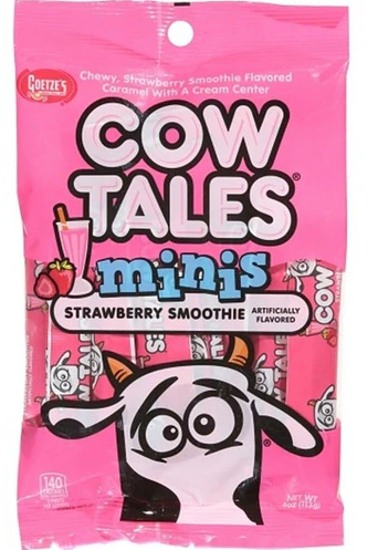 Variety Pack - 1 Unit x Cow Tales - Original Caramel 4oz (113g) and 1 Unit x Cow Tales - Strawberry Smoothie 4oz (113g)