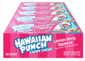 (S1-02) US - ADAMS & BROOKS Hawaiian Punch Chews Bar - Lemon Berry Squeeze 0.8OZ (23G) X 36 UNITS