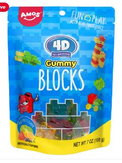 (S6-07) CHINA - Amos 4D Gummy Blocks Sub Bag 7oz(198g) x 12 Units