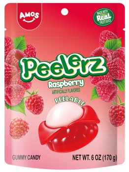 (S6-06) Amos Peelerz Gummy Sub Bag - RASPBERRY 6oz (170g) x 12 Units