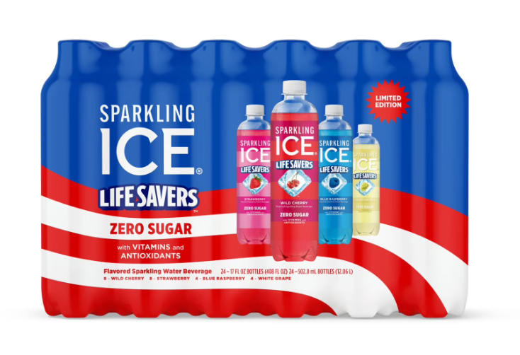 (S5-03) US - BEVERAGE - Sparkling Ice - LIFESAVERS Variety Pack 17fl oz (502.8 ml) x 24 Units(8 Units each of wild cherry and strawberry,4 Units each of Blue Raspberry and White grape) (Buyer is responsible if drinks may leak during shipping and weather)