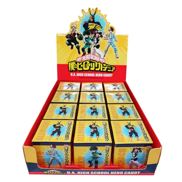 (S1-09) China - BOSTON AMERICA - MY HERO ACADEMIA SOUR CANDIES TIN X 12 UNITS