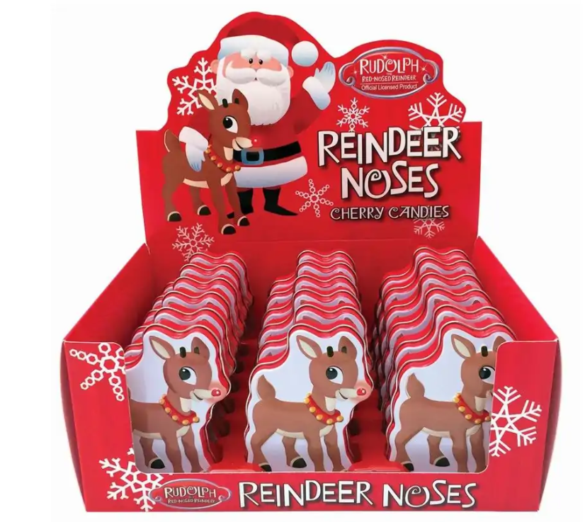 XMAS Boston America Rudolph Nose Cherry Candy Tins 18 ct