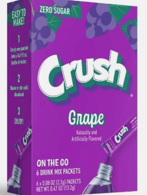 Box - Drink Mix - CASE - On the Go - GRAPE Crush Sugar Free (6 pockets) x 12 Boxes - SugarMarket.ca