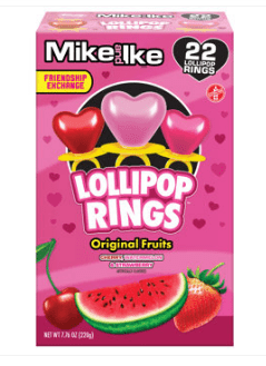 Box - Valentine - Flix Mike & Ike Lollipop Rings 22Pk - 7.61 oz (216g) x 1 Box - SugarMarket.ca