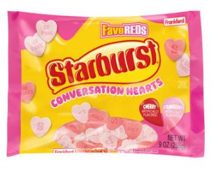 Box - Valentine - Starburst Conversation Heart Laydown Bag - 9oz (225g) x 1 Bag - SugarMarket.ca