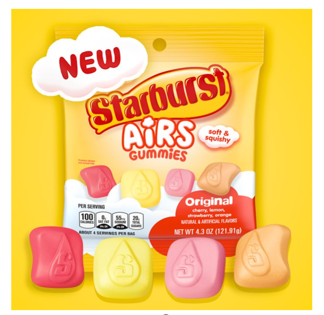 CASE - Starburst Airs - Original Gummy Candy - Peg 4.3oz x 12 units