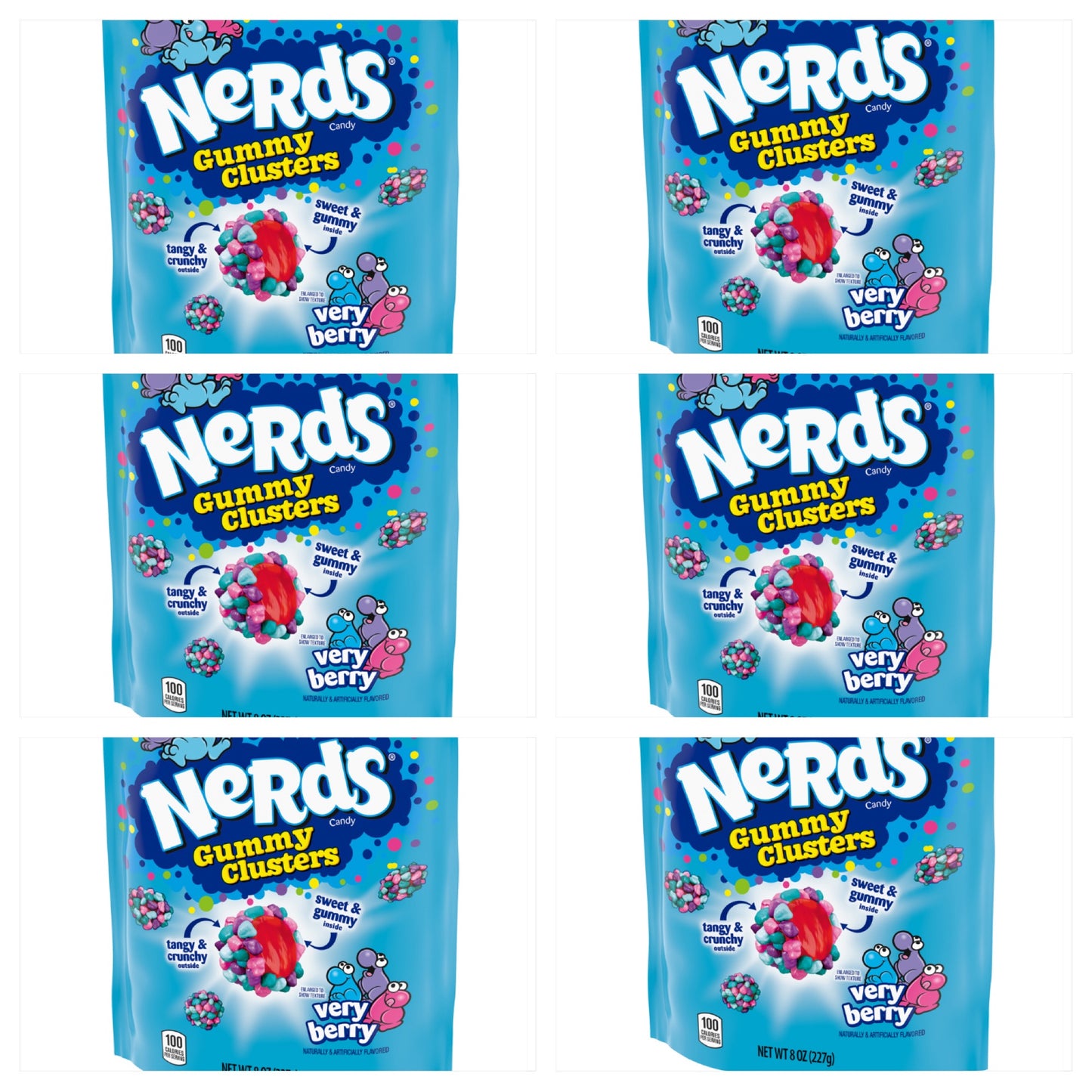 (S1-08) Us - Wonka Nerds Gummy clusters - Very Berry SUB Bag 8oz (227g) x 6 units