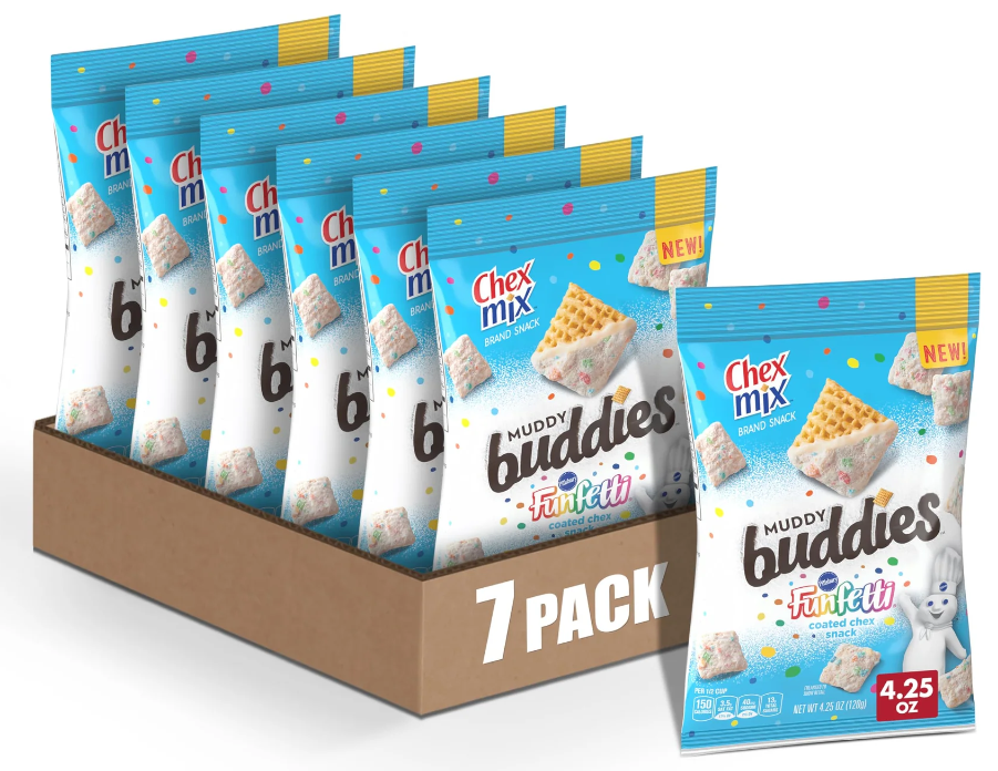 (S6-04) US - Chips - Chex Mix - Funfetti Muddy Buddies, 4.25 oz (120g) x 7 units (chips bags may deflated during shipping)