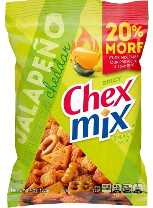 (S6-04) Box- US - CHIPS - Chex Mix - Spicy Jalapeno Cheddar 4.5oz (127g) x 8 units (chips bags may deflated during shipping)