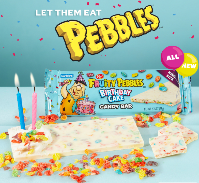 Choco - SINGLE - King Size - Frankford Fruity Pebbles Birthday Cake Cereal Bar 2.75oz x 1 unit (Bulk, No displayer)