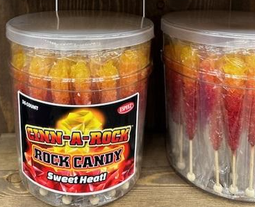 (S1-03) China - Espeez - Rock Candy On A Stick Jar (Wrapped) - CINN-A-ROCK - SWEET HEAT 36 Units