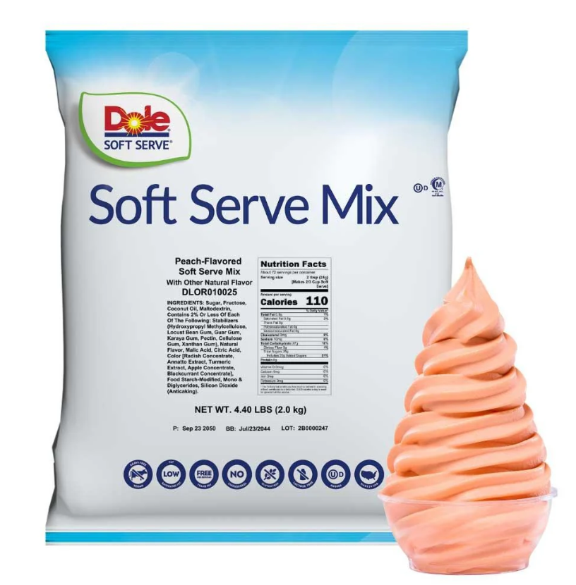 (S5-08) Dole - Soft Serve Mix - Peach 4.4lb (2 Kg) x 1 Bag