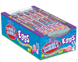 (S8-09) Easter - Double Bubble Eggs 7pc Tube - 2.1oz(60g) x 24 Units