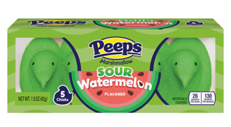 (S8-11) EASTER - PEEPS 5 PK CHICKS - SOUR WATERMELON 1.5 oz (43g) x 24 units