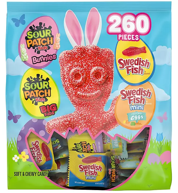 (S4-03) US - EASTER- Sour Patch Kids & Swedish Fish-Easter Gummy Candy Variety Pack 5lb(2.37kg), 260 pcs x 1 Unit