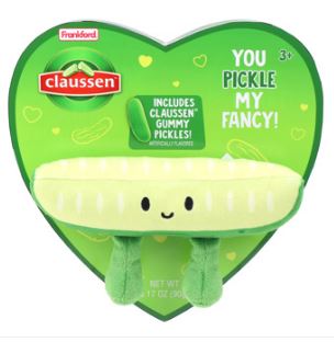 Valentine - Frankford Claussen Pickle Heart Box with Plush Toy - 3.17oz(90g) x 3 Units