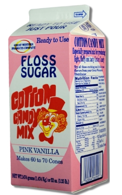 (S5-06) US - Single - Great Western Floss Sugar - Pink Vanilla Cotton Candy Mix 3.25 LB (1.474KG) x 1 Unit
