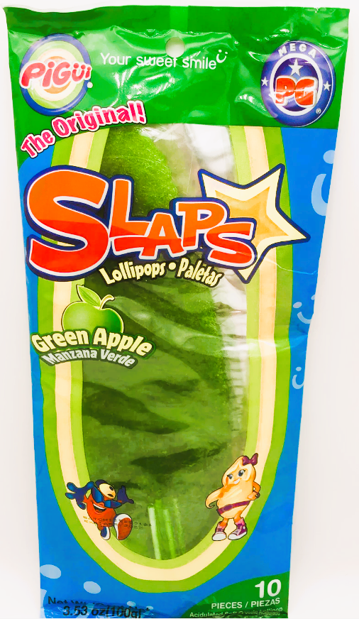 Slaps Candy - GREEN APPLE 10-Pk 3.53OZ (100g) x 40 units