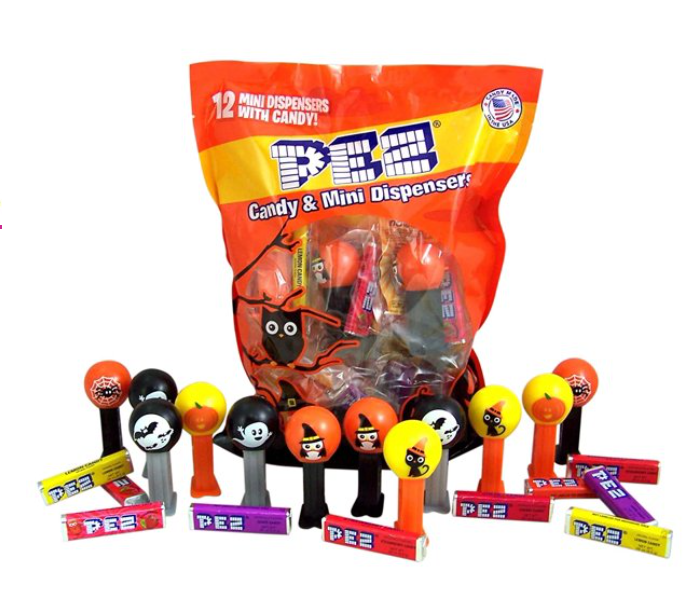 (S6-14) SINGLE - Halloween - PEZ 12 Mini Dispensers & Refill Candy x 1 Bag