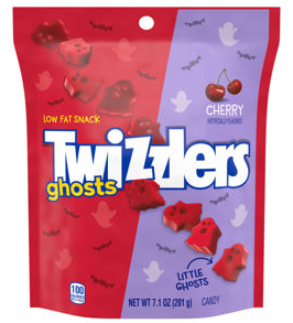 (S8-09) Halloween - TWIZZLERS Cherry Ghosts Stand Up Pouch 7.1oz (201g) x 1 Unit