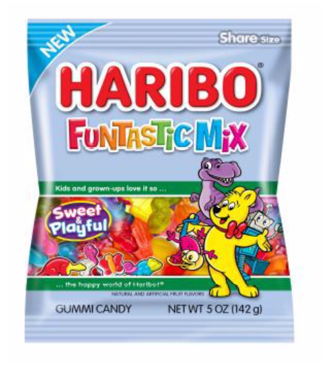 (S1-01) GERMANY - Haribo Funtastic Mix Peg Bag 142 g (5 oz ) x 12 units