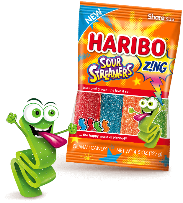 (S1-01) Box - Spain- Haribo Zing Sour Streamers 4.5oz x 12 units - SugarMarket.ca