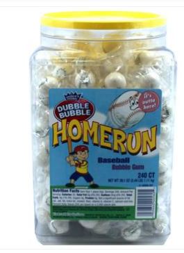 (S1-06) Box - Dubble Bubble Jar - Home Run Baseball Gum 240 Units