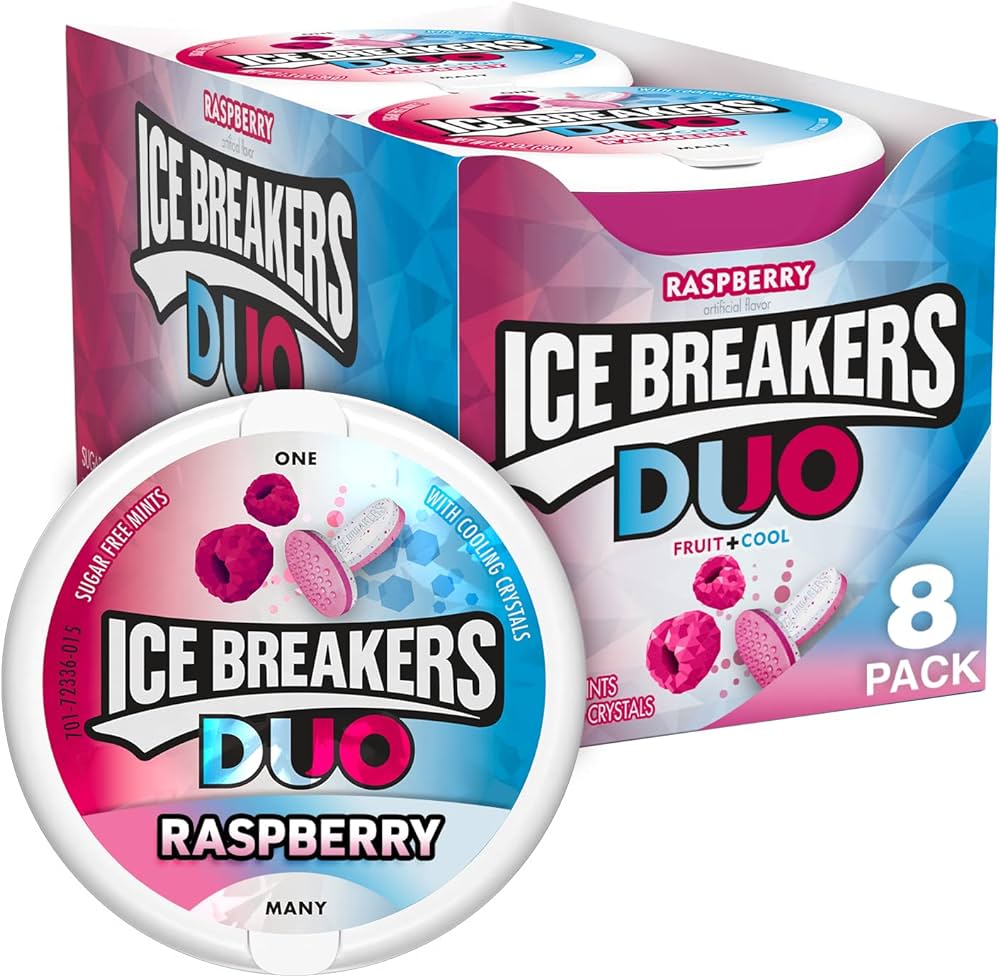 (S6-10) US - Ice Breakers Duo Mints - Raspberry 1.3oz (37g) x 8 Units