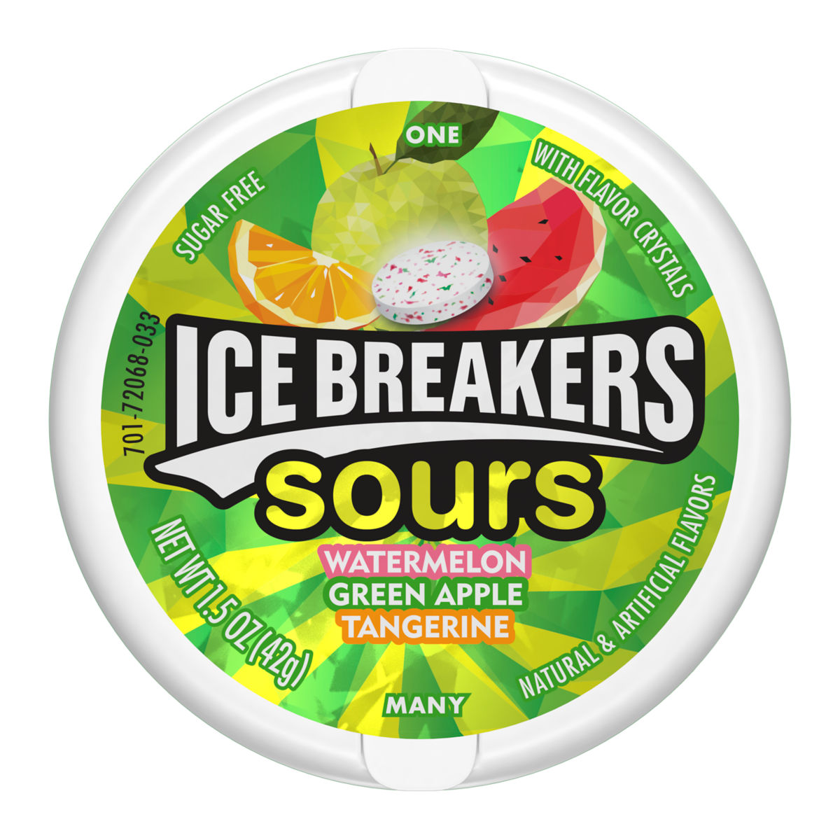 (S6-10) Bundle - US - Ice Breakers Fruit Sours (Green Apple, Watermelon and Tangerine Flavors), 1.5 oz(42g) x 4 Units