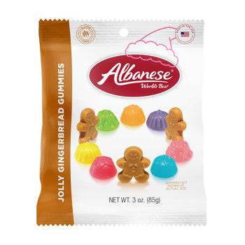 (S8-10) Xmas - Albanese Gummi Jolly Gingerbread Peg Bag 3oz(85g) x 12 Units