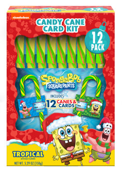 (S8-07) Xmas - Flix Spongebob 12PK Tropical Candy Cane & Card Box - 5.29oz (150g) x 12