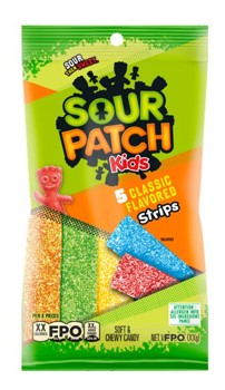 (S1-06) Bundle - SOUR PATCH KIDS STRIPS ASSORTED PEG BAG - 3.5oz (99g) x 04 Units