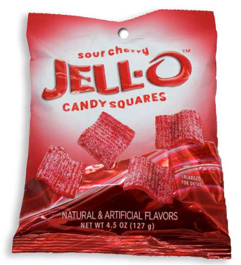 (S6-11) US - JELL-O Candy Squares - Sour Cherry 4.5oz (127g) x 12 units