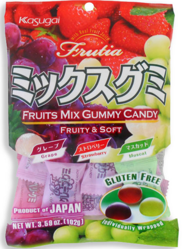 (S6-09) Japan - KASUGAI - MIX GUMMY PEG BAG 3.59oz (102g) x 24 Units