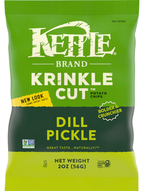 (S6-04) US - Chips - Kettle Foods Krinkle Cut - Dill Pickle 2oz (56g) x 6 units (chips bags may be deflated during shipping)
