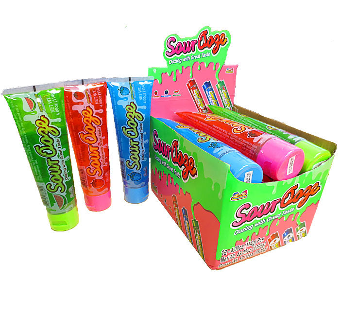 (S1-02) Box - CHINA - Kidsmania Ooze Tube - Sour Assorted x 12 units - SugarMarket.ca