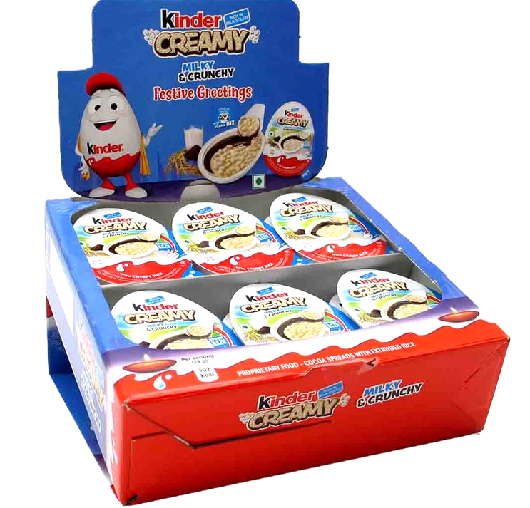 (S2-02) Box - INDIA - Kinder Creamy - Milky and Crunchy - Festive Greetings 19g x 24 units (Best Before April 13, 2026)