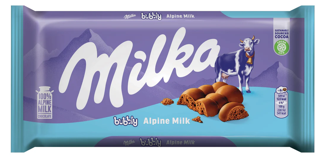 (S2-01) KRAFT Milka Bubbly -Alpine Milk Chocolate 90g x 14 units