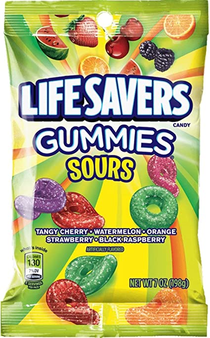(S6-08) US - Peg Bag - Lifesavers Gummies - Sours 7oz (198g) x 12 Units