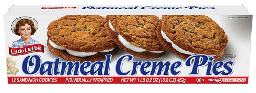 (S2-07) Little Debbie - Oatmeal Creme Pies (12 Cookies) 16.2oz (459g) x 1 Box (Best Before - April 5,2026)
