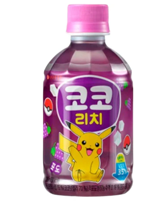 (S1-01) BEVERAGE - Korea - POKEMON LOTTE Coconut Jelly - Rich GRAPE 280ml x 24 UNITS (Buyer is responsible if drinks may leak during shipping and weather)