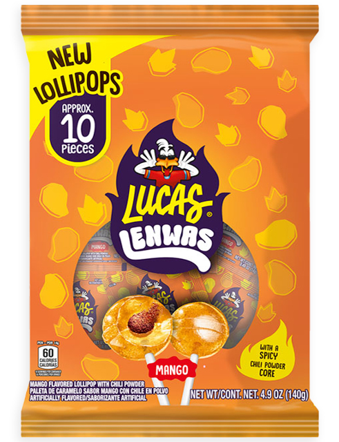 (S6-06) LUCAS - LENWAS - MANGO LOLLIPOPS 4.9oz (140g) x 6 units