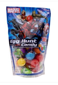 (S5-03) US - Easter - Frankford Marvel Assorted Plastic Eggs Hunt Candy (16PK) - 2.82oz X 6 Bags